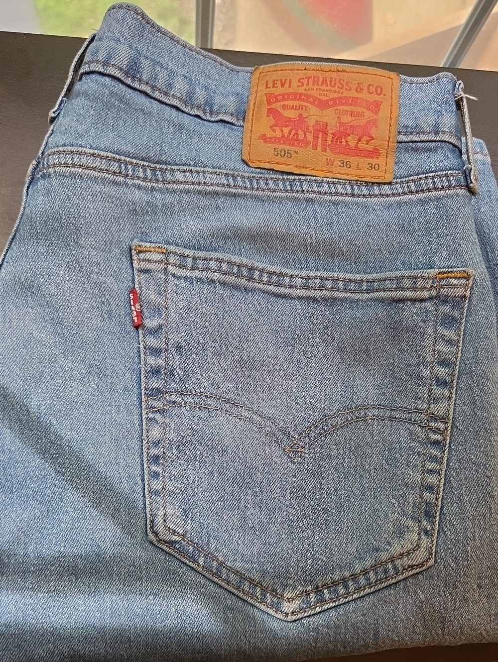 Levi's Light Blue Straight Jeans - 505 Back Pocket Detail